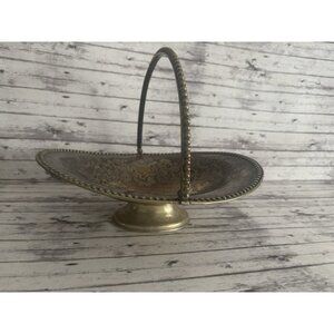 Antique Silver-Plate Table Center Piece Fruit Basket Aged Ornate